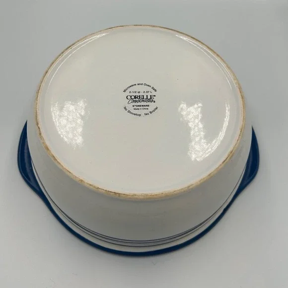 Corelle Coordinates Navy Blue White Striped Stoneware 2.5 Qt Mixing bowl - Picture 3 of 4